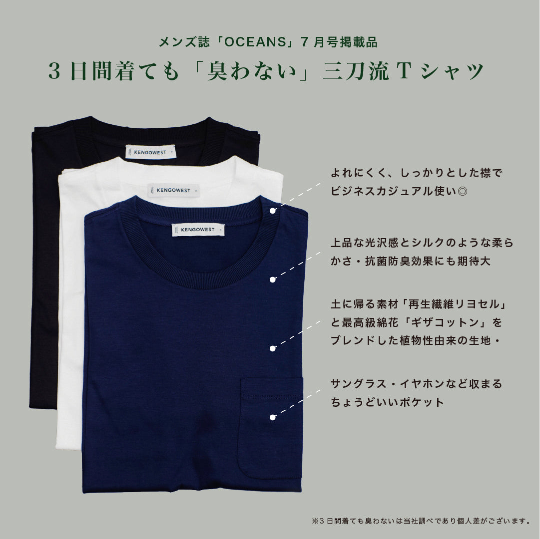 Pocket included Short Sleeve Slim Fit Crew Neck T-shirt 3-Toryu (Dark Navy)