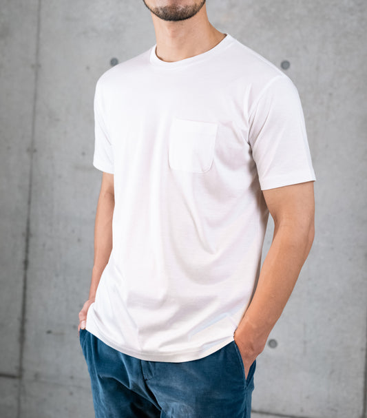 Pocket included Short Sleeve Slim Fit Crew Neck T-shirt 3-Toryu (White)