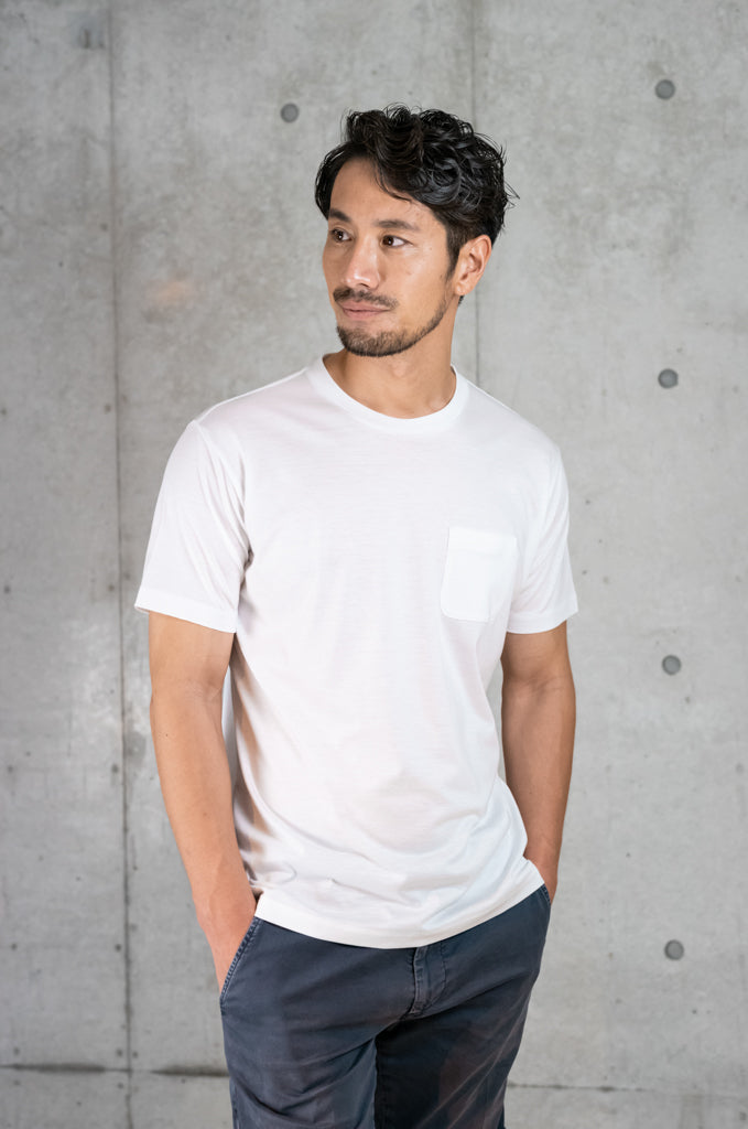 Pocket included Short Sleeve Slim Fit Crew Neck T-shirt 3-Toryu (White)