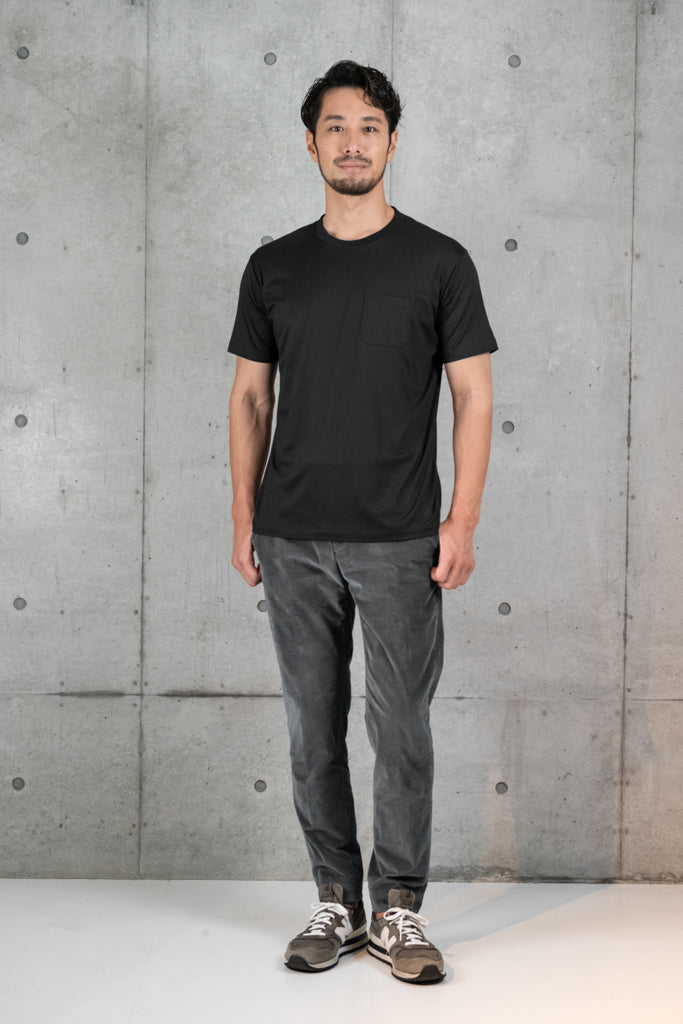 Pocket included Short Sleeve Slim Fit Crew Neck T-shirt 3-Toryu (Black)