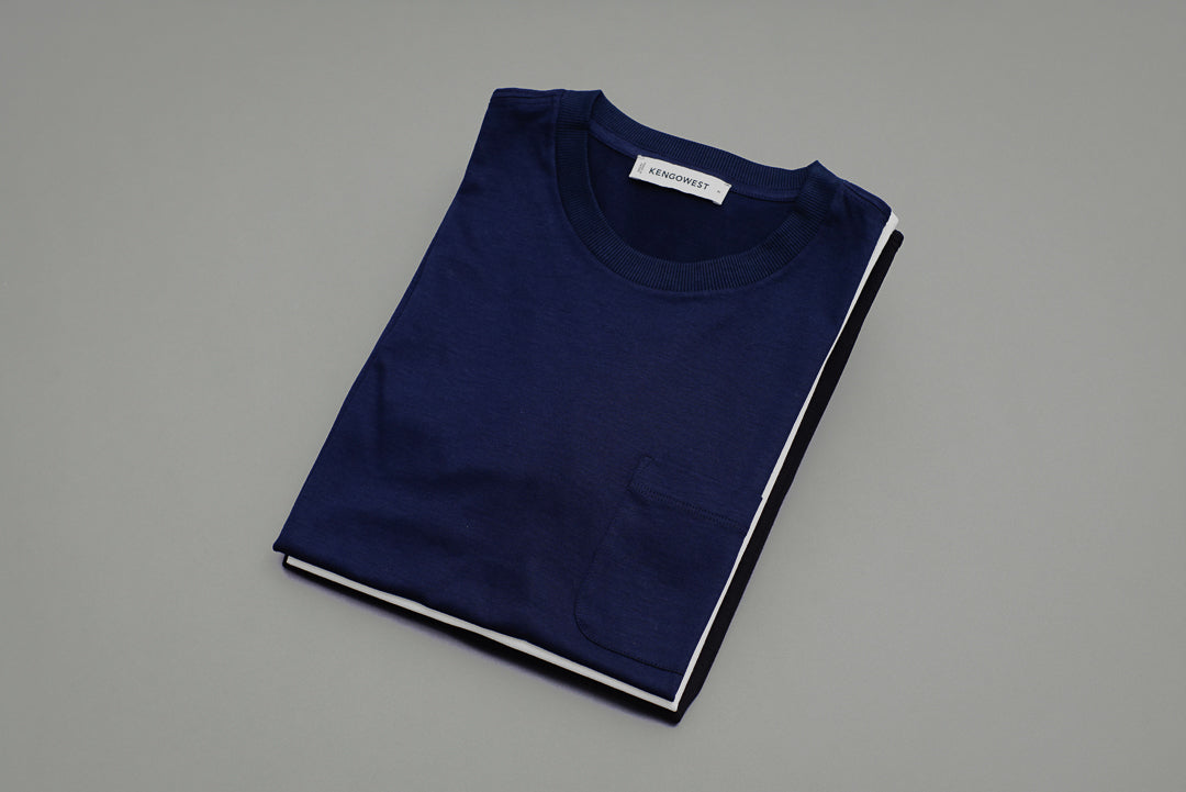 Pocket included Short Sleeve Slim Fit Crew Neck T-shirt 3-Toryu (Dark Navy)